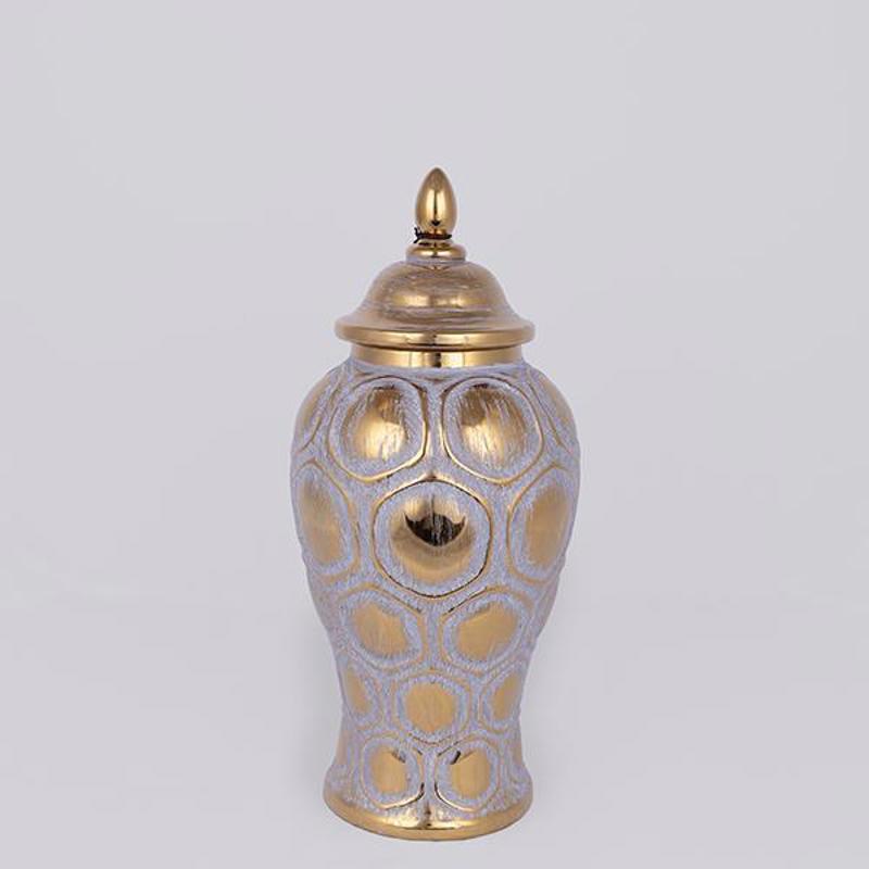 Διακοσμητικά Επιτραπέζια agiovlasitishome - ΣΗΜΑΝΤΙΚΟ: Σε περίπτωση διαφοράς τιμής από το κατάστημα ισχύει παντα και μόνο η τιμή του καταστήματος ESTHETI home Βάζο Κεραμικό Γκρι/Χρυσό Φ17.7x40cm 752-20